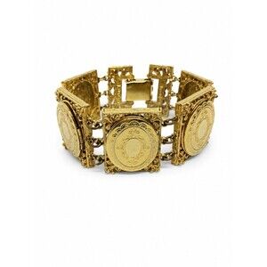 VINTAGE LOCKET Bracelet ART Arthur Pepper Gold Tone Bracelet Victorian Revival